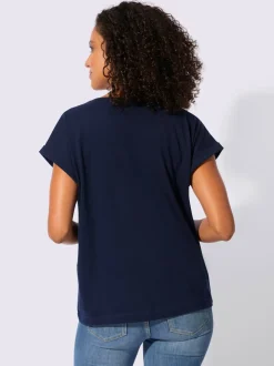 T-shirt décontracté en pur coton avec encolure ronde et motif graphique