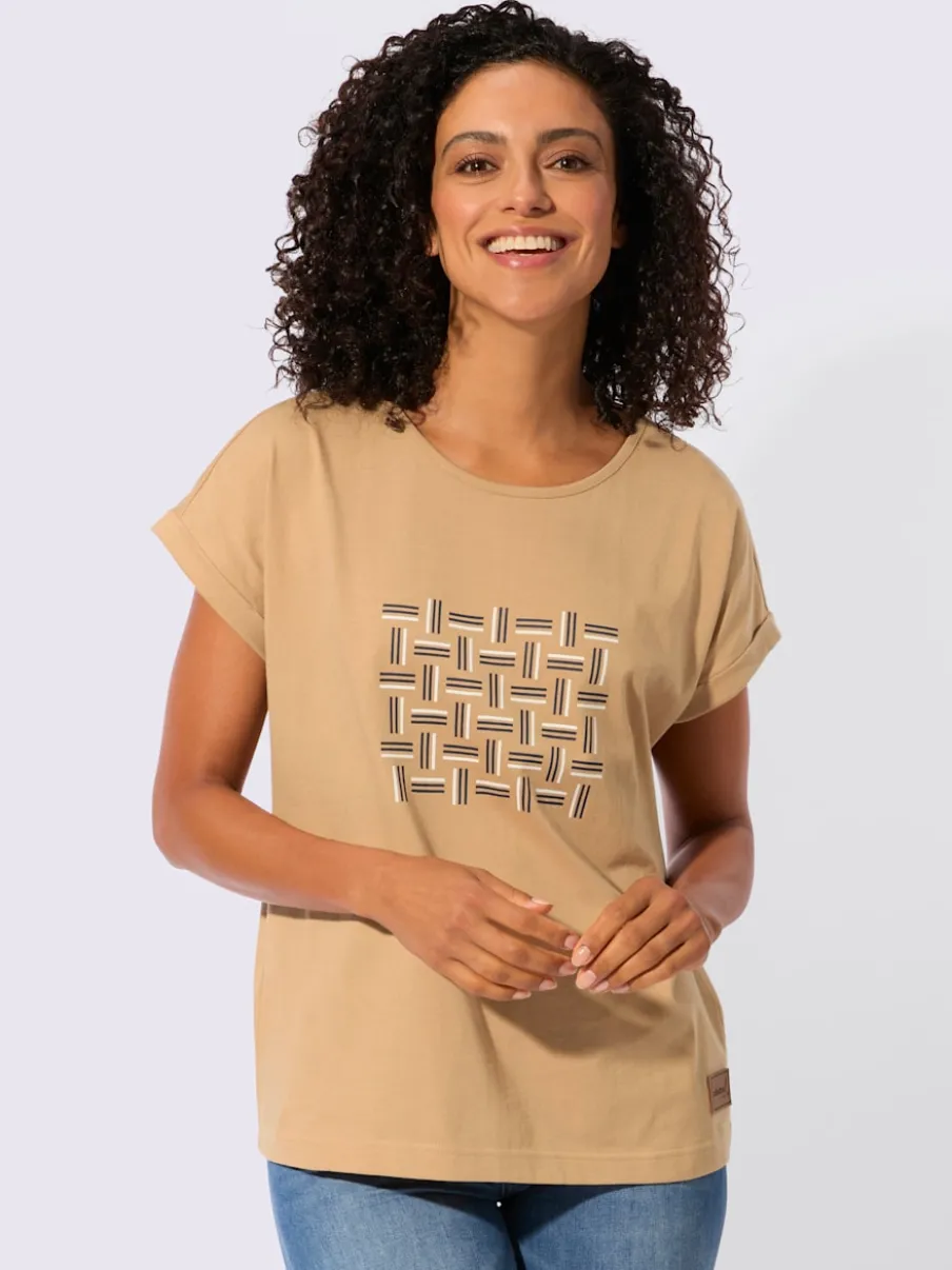 T-shirt décontracté en pur coton avec encolure ronde et motif graphique