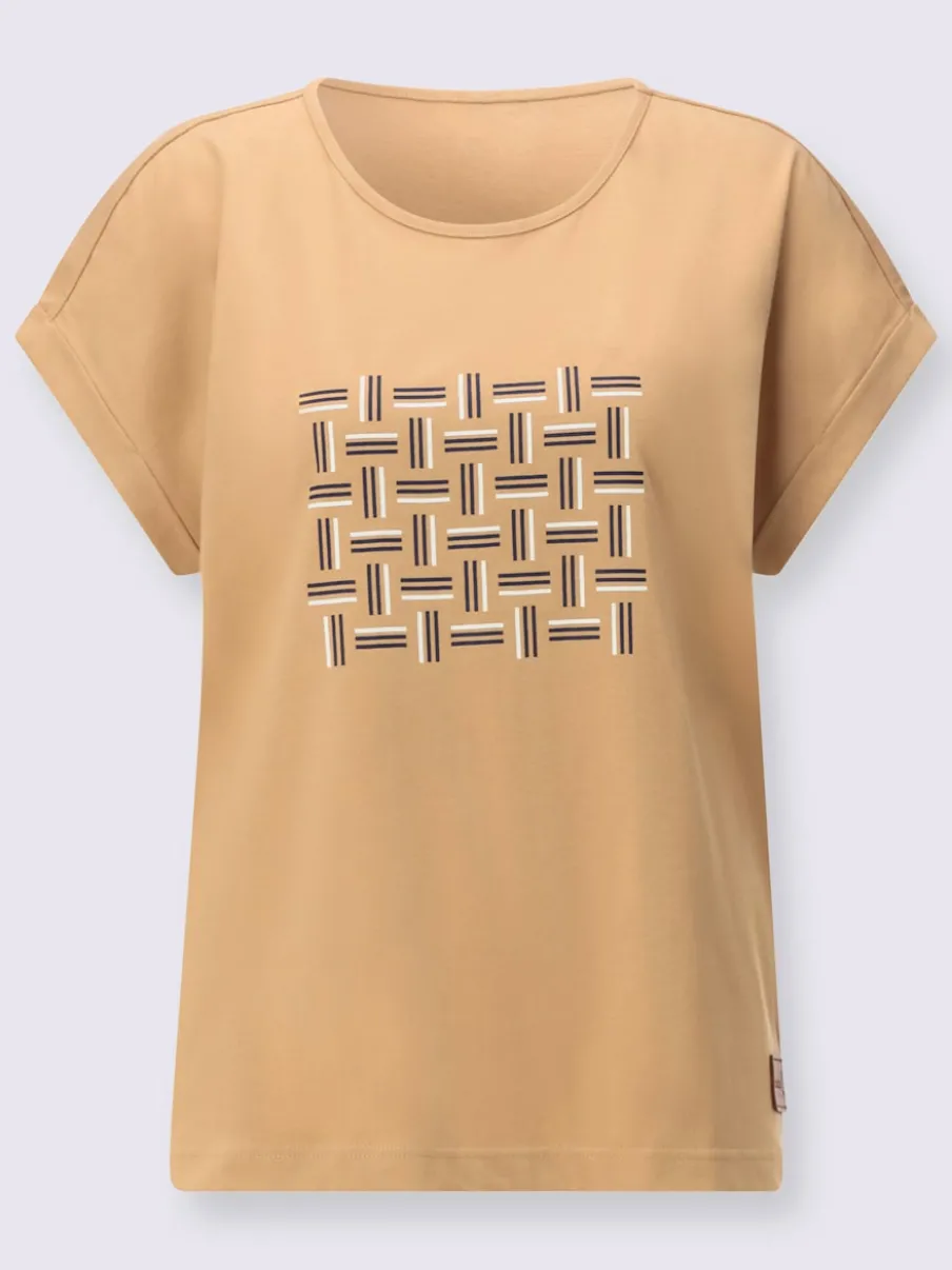 T-shirt décontracté en pur coton avec encolure ronde et motif graphique