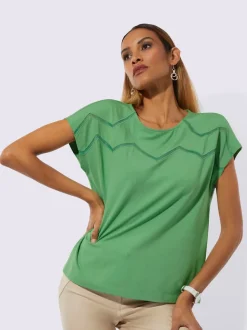 T-shirt décontracté en viscose motifs zigzag mancherons