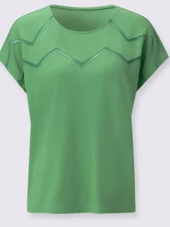 T-shirt décontracté en viscose motifs zigzag mancherons