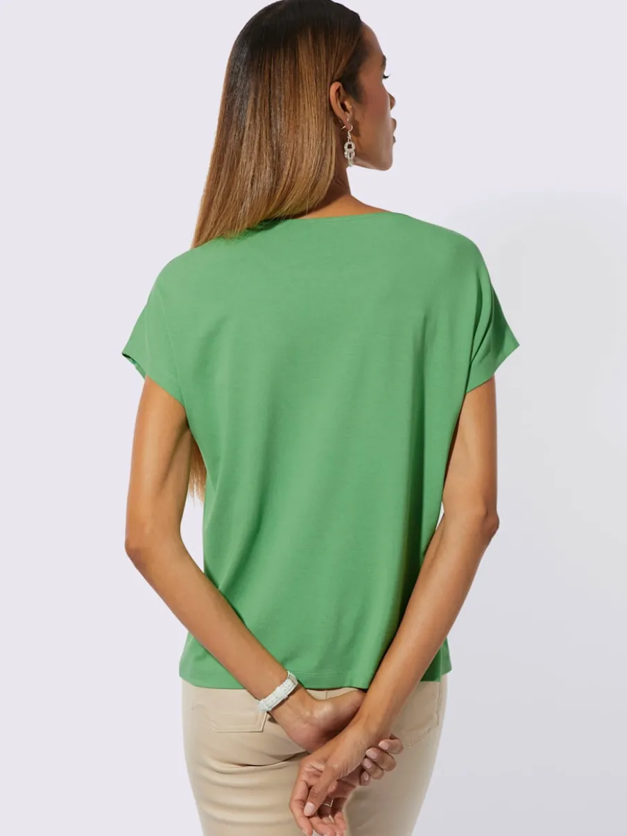T-shirt décontracté en viscose motifs zigzag mancherons