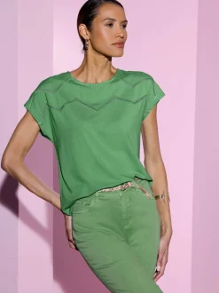 T-shirt décontracté en viscose motifs zigzag mancherons