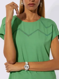 T-shirt décontracté en viscose motifs zigzag mancherons