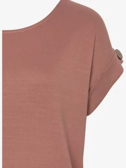 T-shirt décontracté à manches courtes avec bouton décoratif