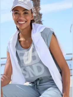 T-shirt décontracté manches courtes grand imprimé devant