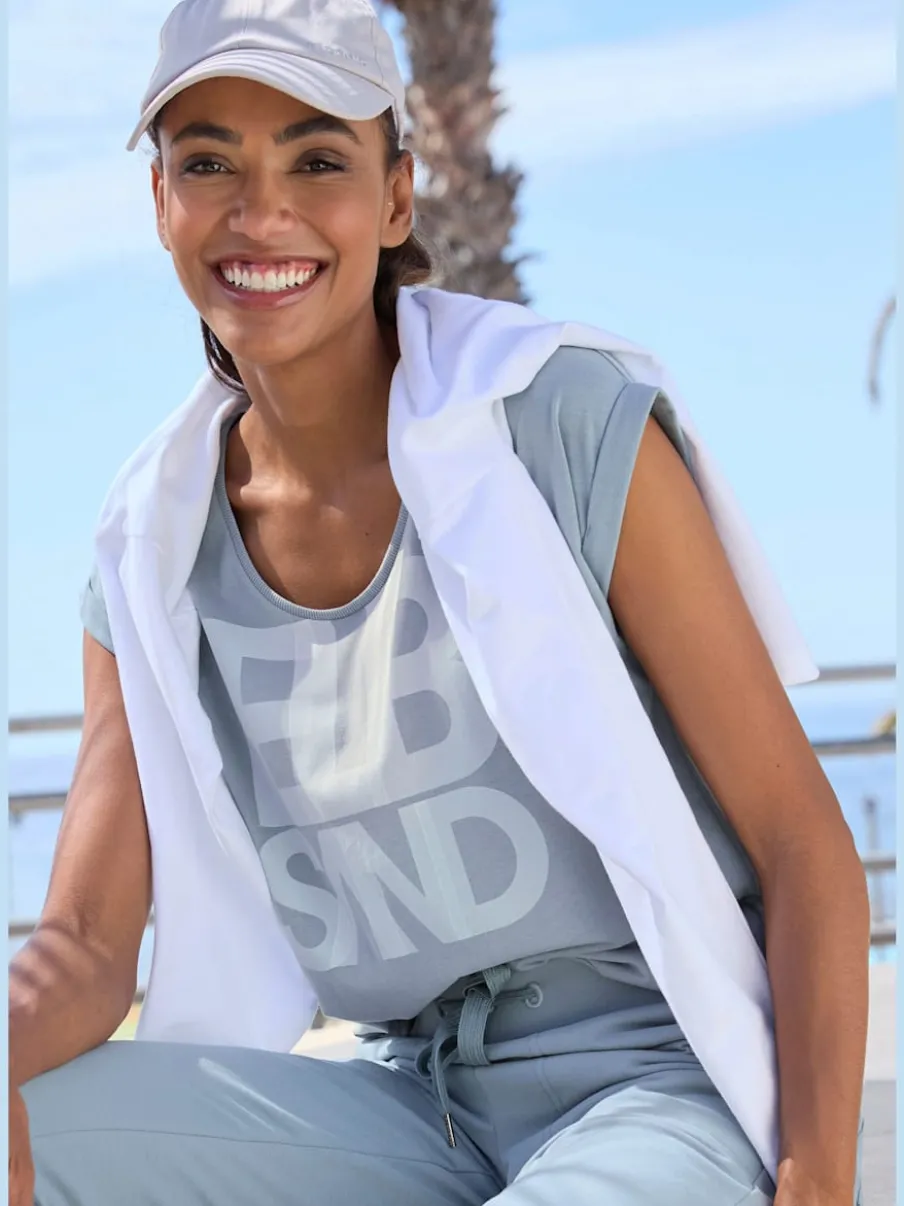 T-shirt décontracté manches courtes grand imprimé devant
