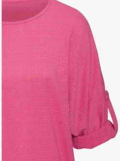 T-shirt décontracté à manches longues et ourlet arrondi