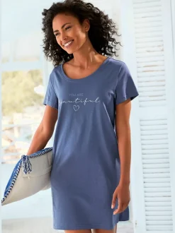 T-shirt de nuit ample avec imprimé et manches courtes