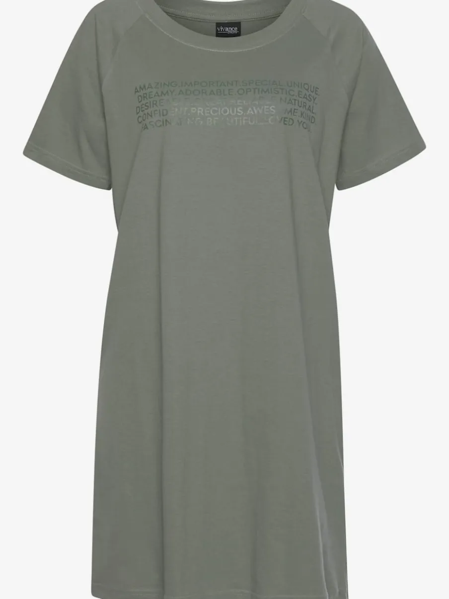 T-shirt de nuit avec inscription encolure ronde manches raglan