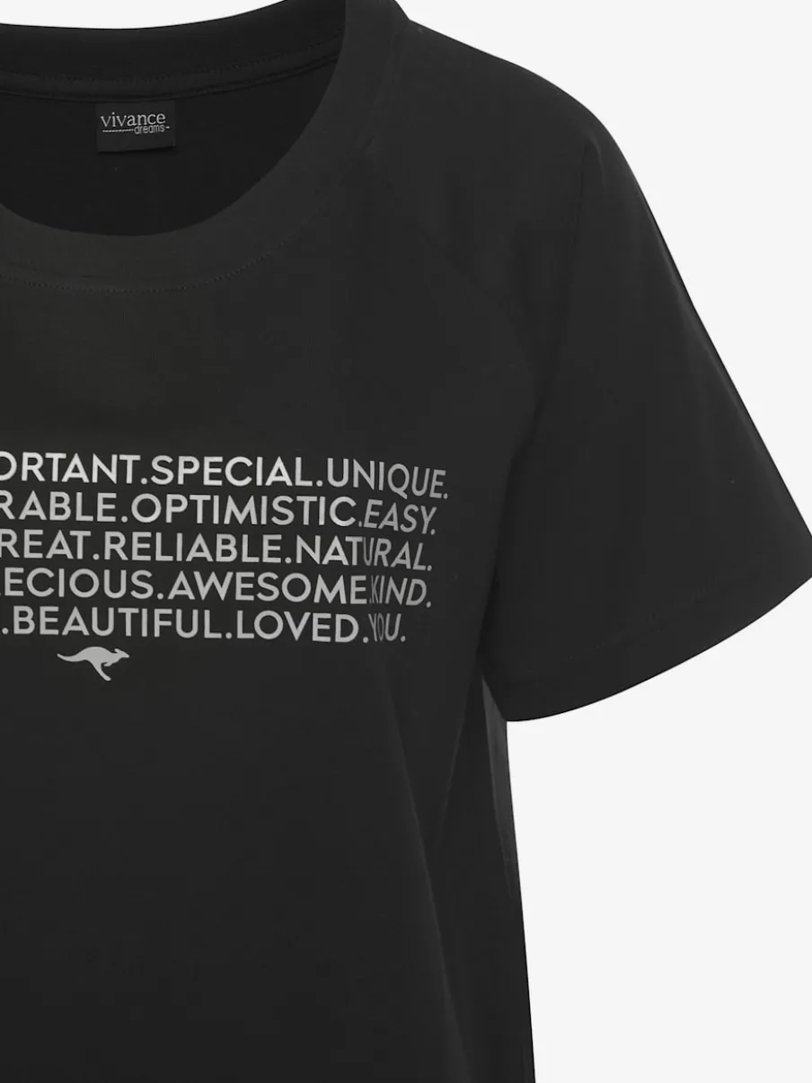 T-shirt de nuit avec inscription encolure ronde manches raglan