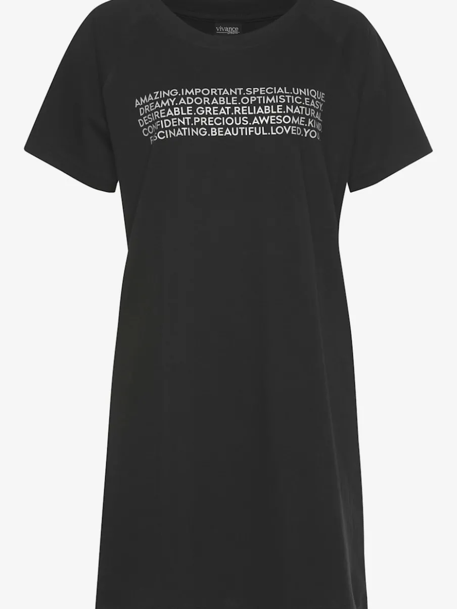 T-shirt de nuit avec inscription encolure ronde manches raglan