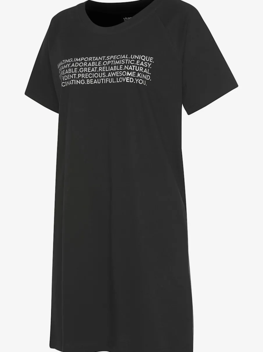 T-shirt de nuit avec inscription encolure ronde manches raglan