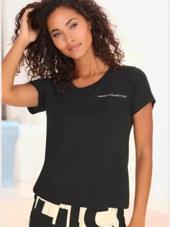 T-shirt de nuit col rond avec inscription poitrine douce