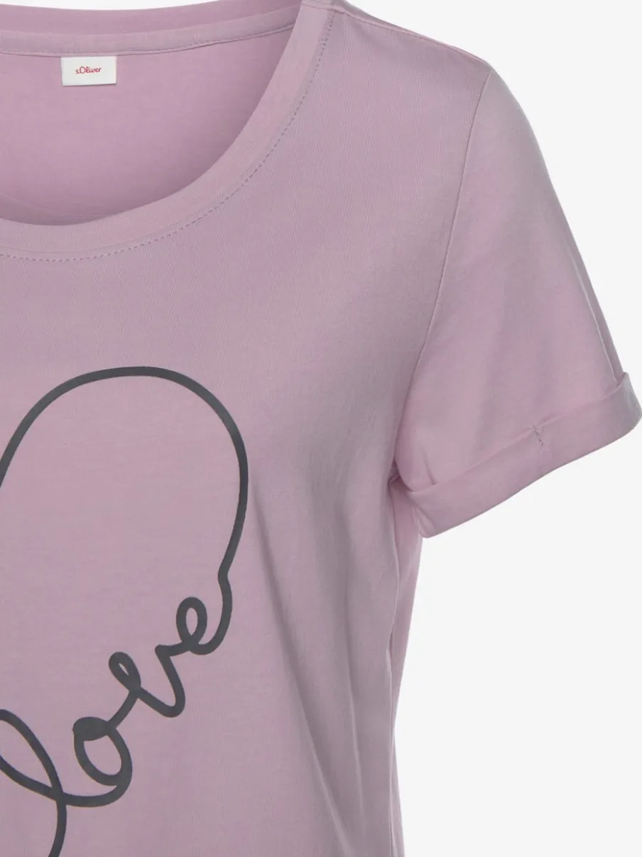 T-shirt de nuit confortable avec manches courtes et motif cœur