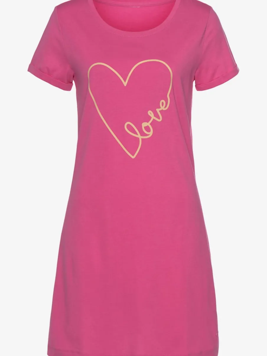 T-shirt de nuit confortable avec manches courtes et motif cœur