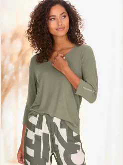 T-shirt de nuit à manches 3/4 avec imprimé discret doux