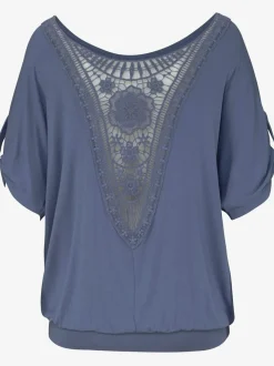 T-shirt de plage ample avec col large et manches mi-longues