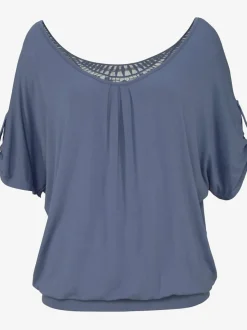 T-shirt de plage ample avec col large et manches mi-longues