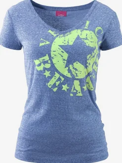 T-shirt de plage en V avec imprimé graphique sur le devant