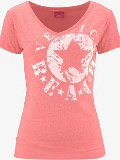 T-shirt de plage en V avec imprimé graphique sur le devant