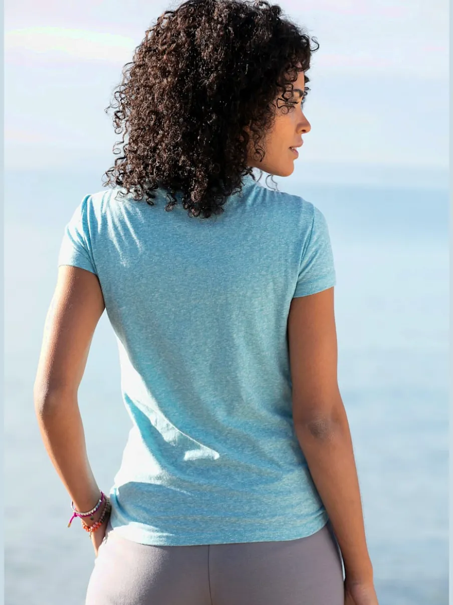 T-shirt de plage en V avec imprimé graphique sur le devant
