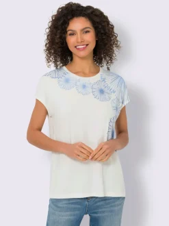 T-shirt doux avec imprimé placé et détails brillants