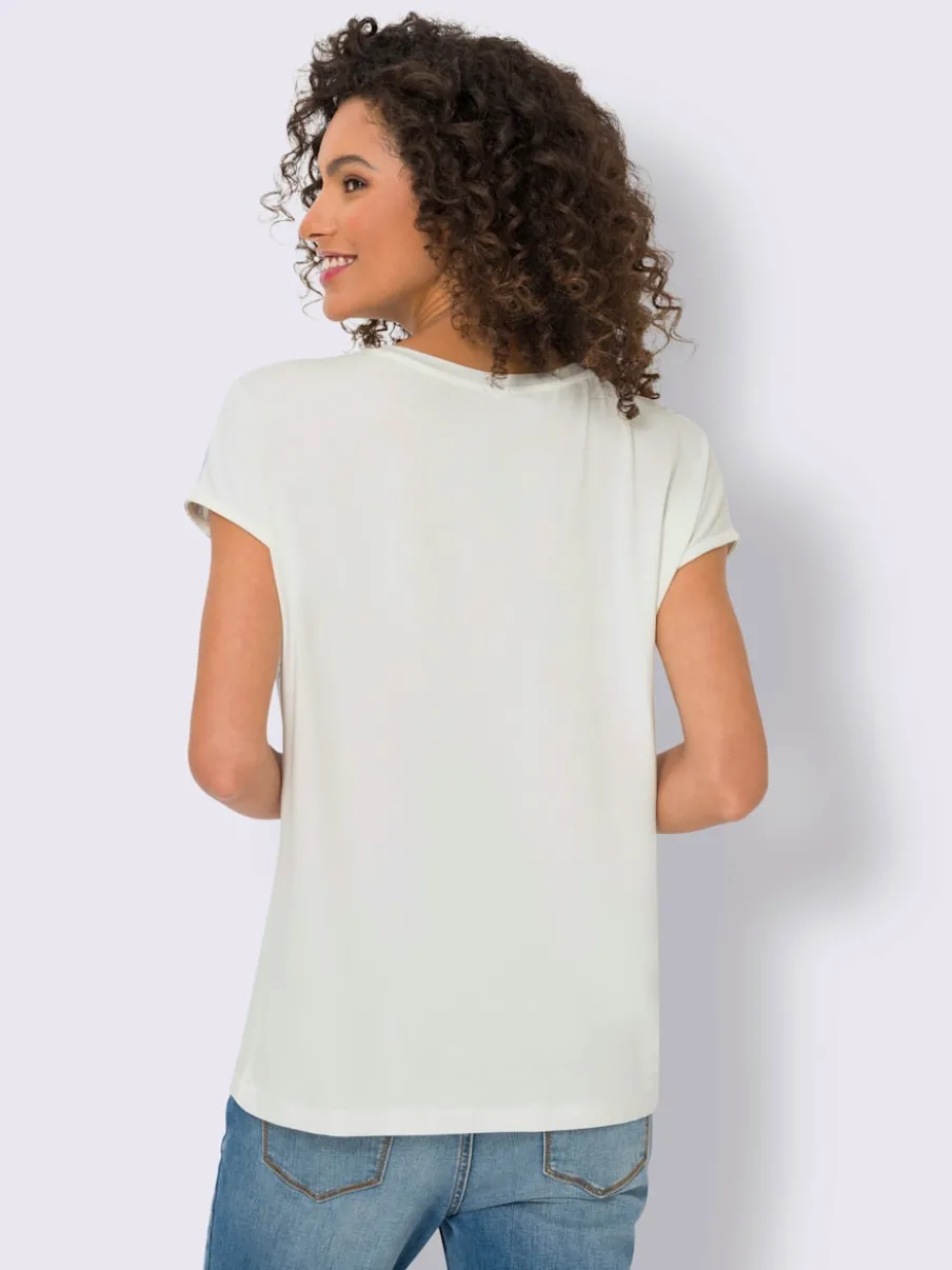 T-shirt doux avec imprimé placé et détails brillants