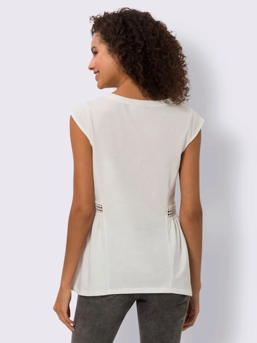 T-shirt à empiècement en dentelle avec manches chauve-souris