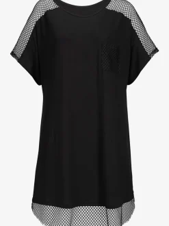 T-shirt à empiècements en résille avec poche poitrine