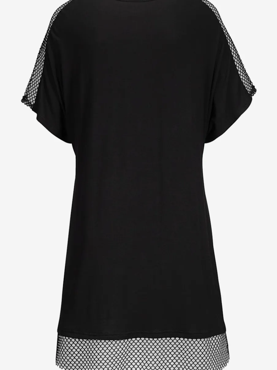 T-shirt à empiècements en résille avec poche poitrine