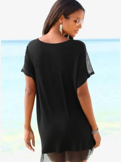 T-shirt à empiècements en résille avec poche poitrine