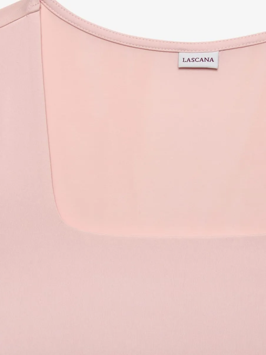 T-shirt à encolure carrée et manches ajustées en matière extensible