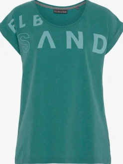 T-shirt à encolure côtelée avec logo imprimé devant