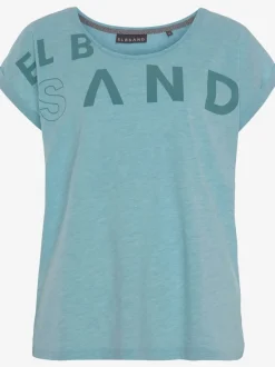 T-shirt à encolure côtelée avec logo imprimé devant