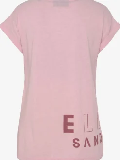 T-shirt à encolure côtelée avec logo imprimé devant