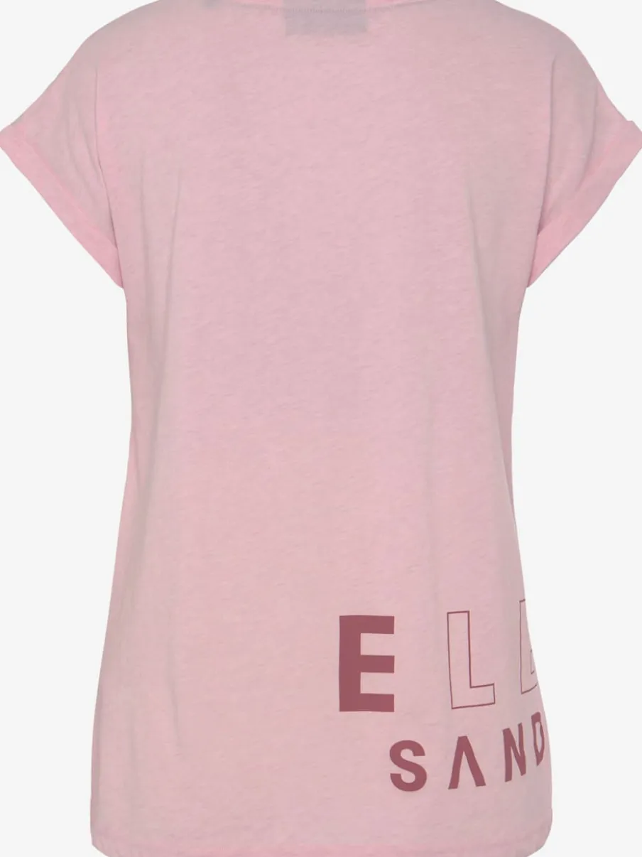 T-shirt à encolure côtelée avec logo imprimé devant