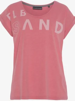 T-shirt à encolure côtelée avec logo imprimé devant