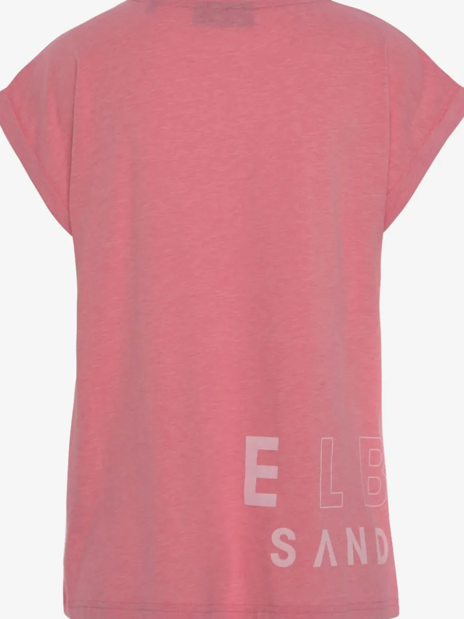 T-shirt à encolure côtelée avec logo imprimé devant