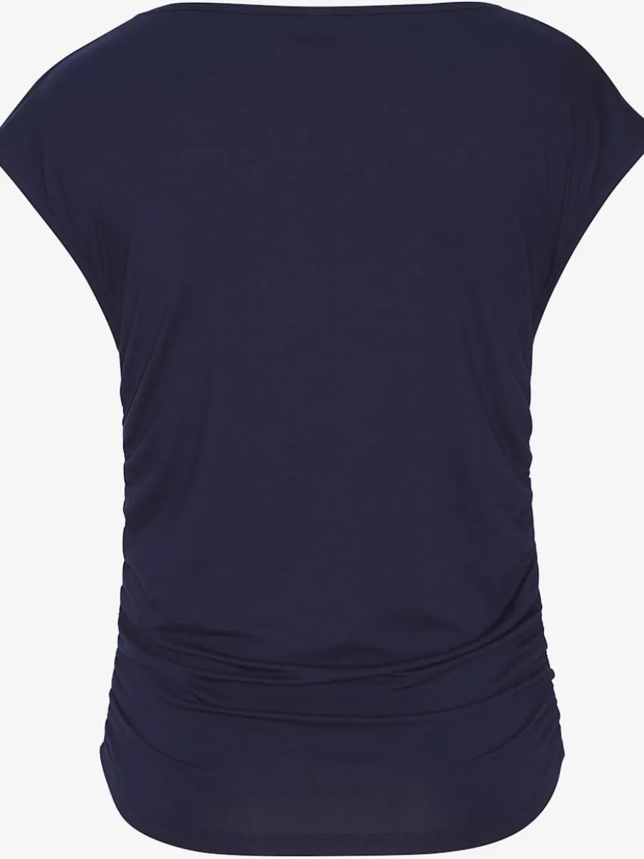 T-shirt à encolure en U avec fronces latérales en jersey extensible