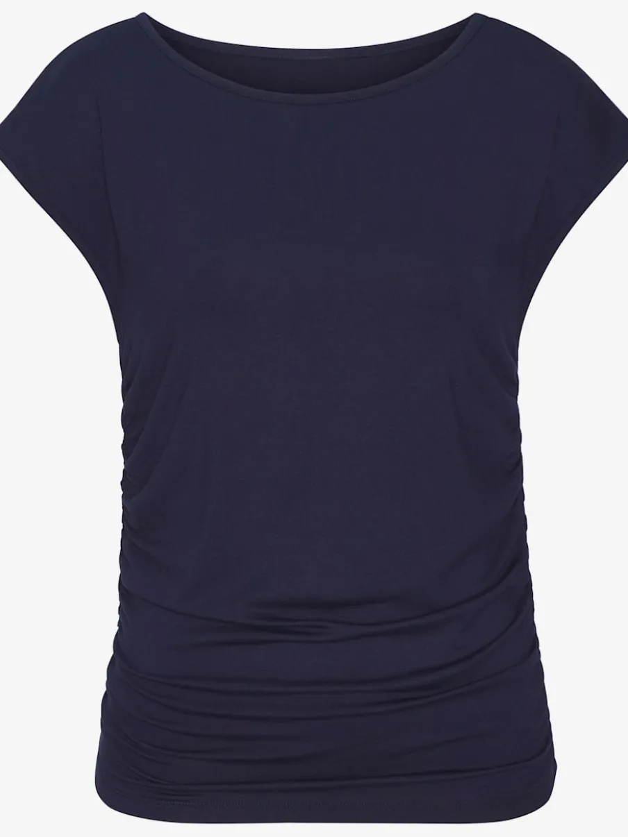 T-shirt à encolure en U avec fronces latérales en jersey extensible
