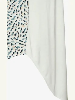 T-shirt à encolure en V avec bordure et matière tissée devant