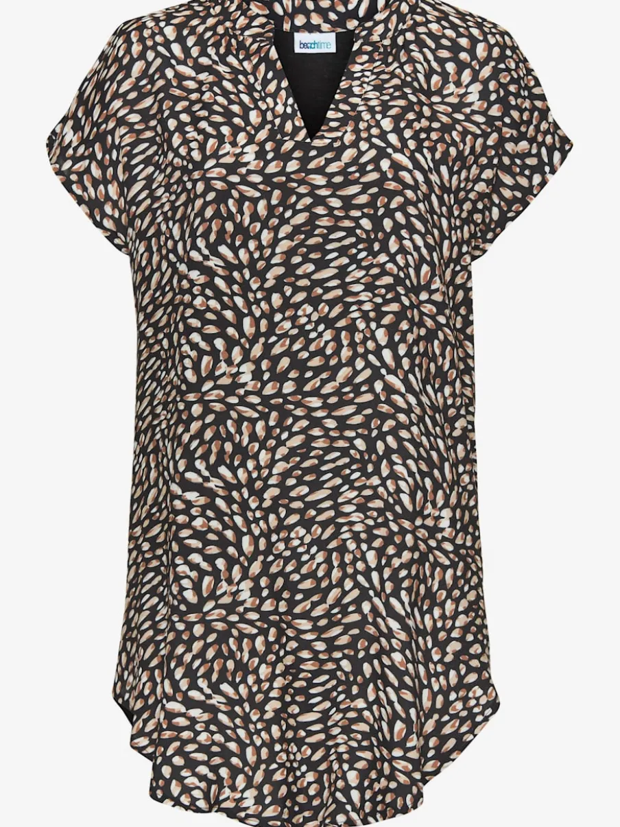 T-shirt à encolure en V avec motifs imprimés en viscose douce