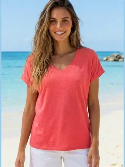 T-shirt à encolure en v beachtime