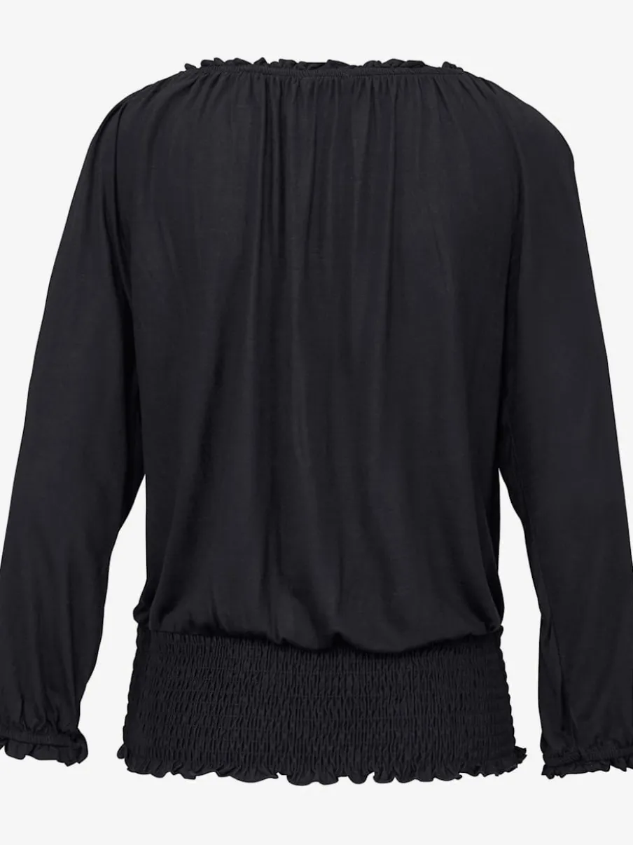 T-shirt à encolure extensible et manches 3/4 volantées
