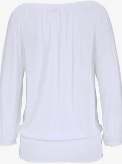 T-shirt à encolure extensible et manches 3/4 volantées