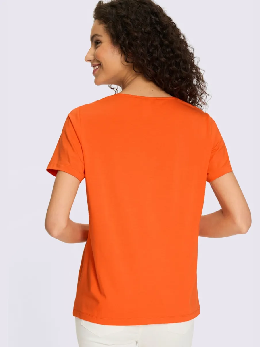 T-shirt à encolure raffinée avec fronces et manches courtes