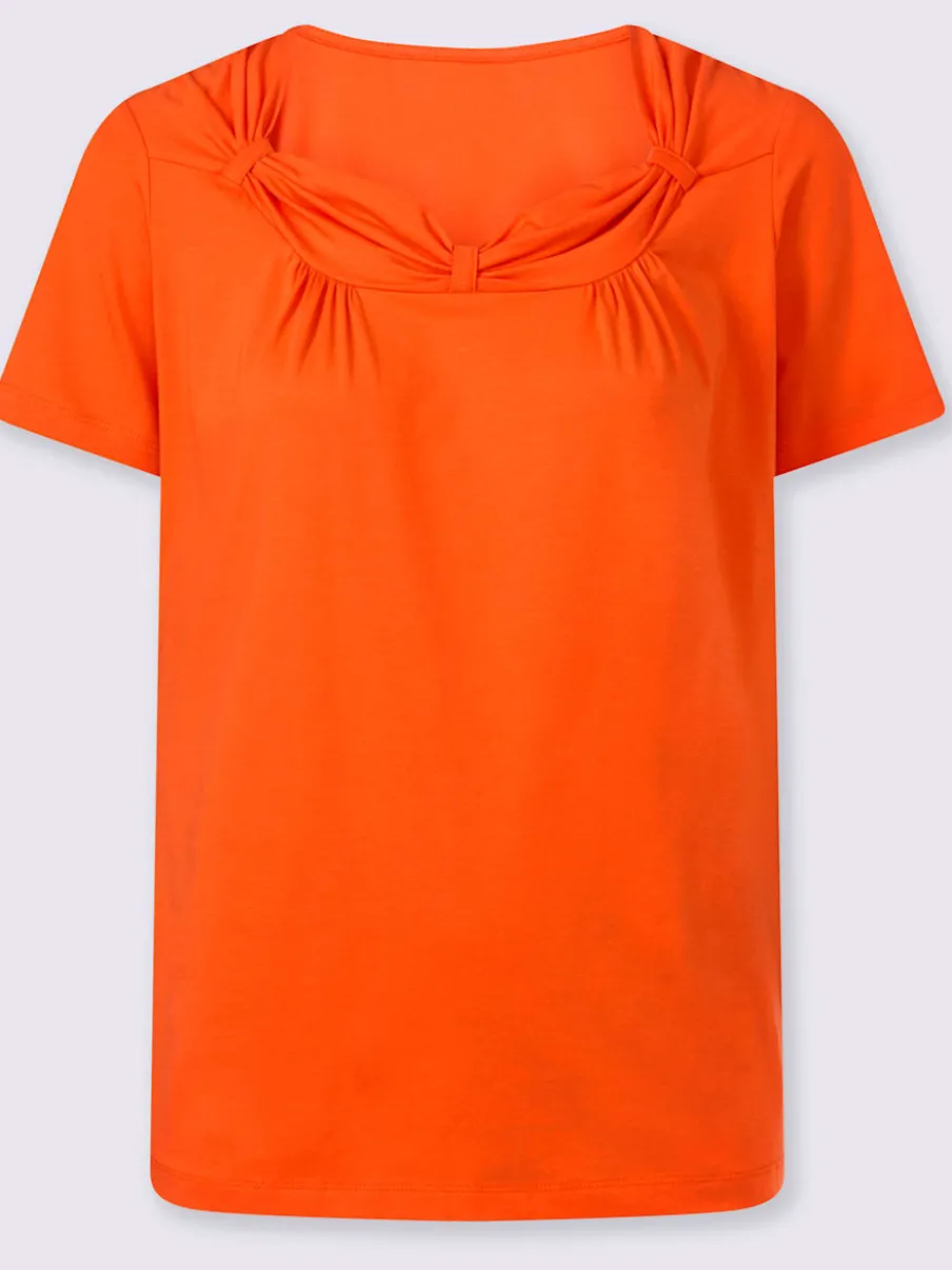 T-shirt à encolure raffinée avec fronces et manches courtes