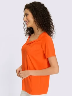 T-shirt à encolure raffinée avec fronces et manches courtes