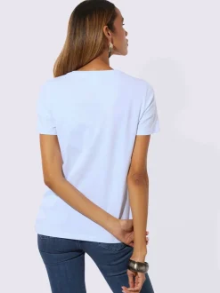 T-shirt à encolure ronde avec imprimé brillant en coton